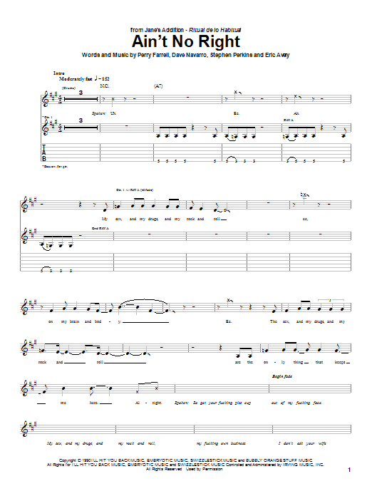 Produktgalerie: Seite 1 von 1 Ain't No Right, Jane's Addiction, Gitarre