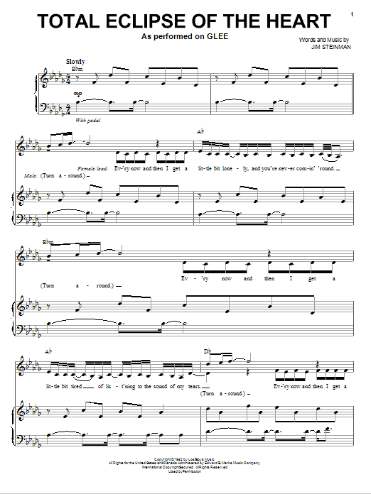 Produktgalerie: Seite 1 von 1 Total Eclipse Of The Heart, Glee Cast, Gesang, Klavier
