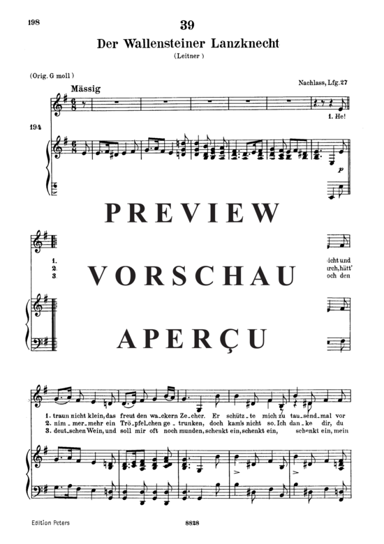 Product gallery: Page 2 of 3 Der Wallensteiner Lanzknecht D.931, , Low Voice and Piano