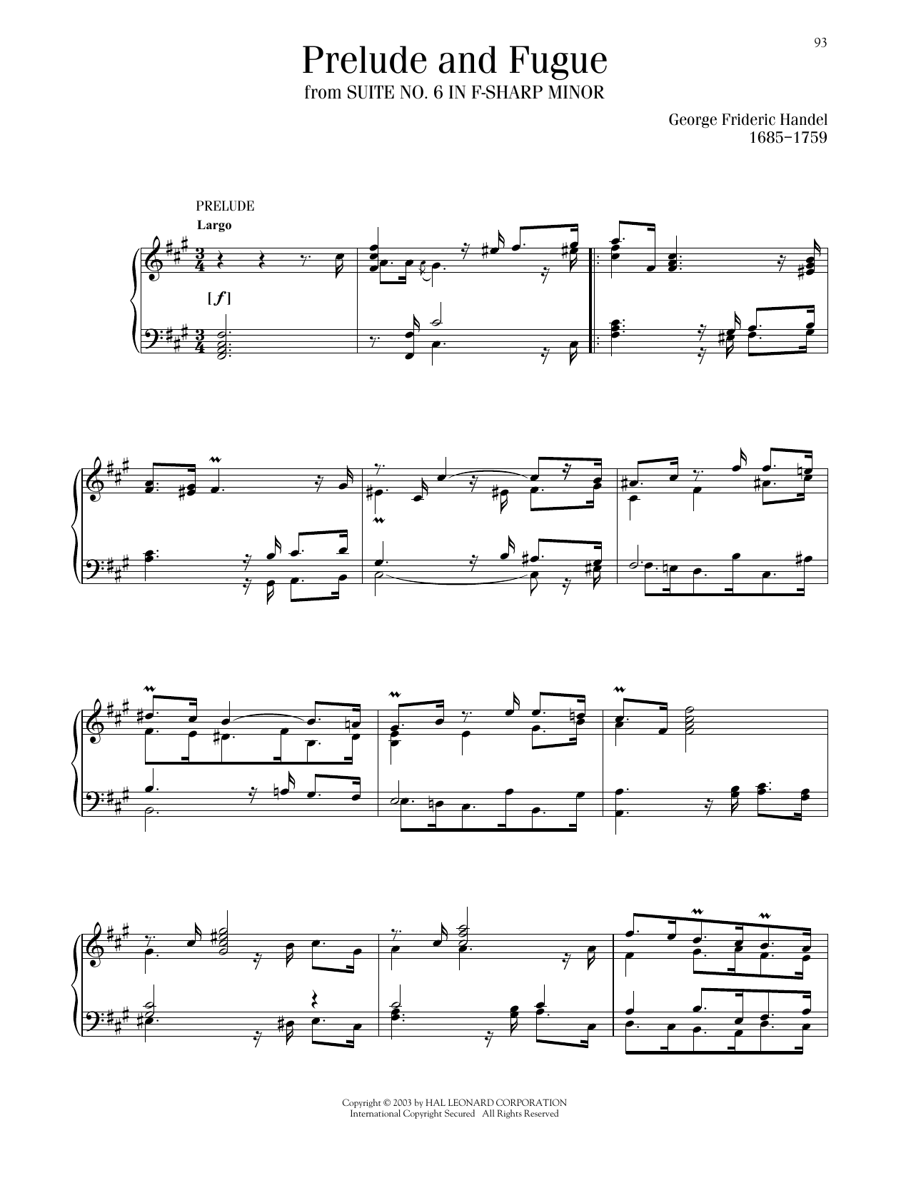 Produktgalerie: Seite 1 von 1 Prelude And Fugue, Suite No. 6, HWV 431, George Frideric Handel, Klavier