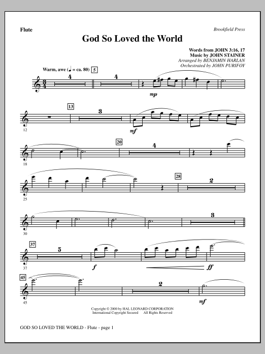 Produktbild zu: God So Loved The World Chamber Orchestra - Flute