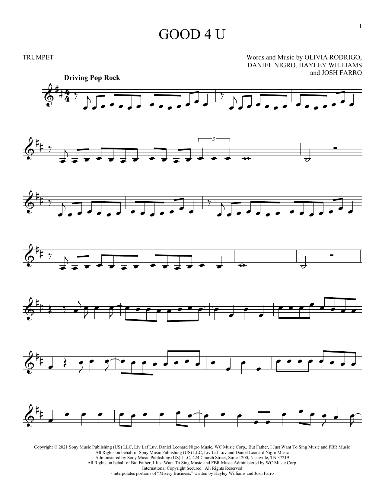 Produktgalerie: Seite 1 von 1 deja vu, Olivia Rodrigo, Trompete