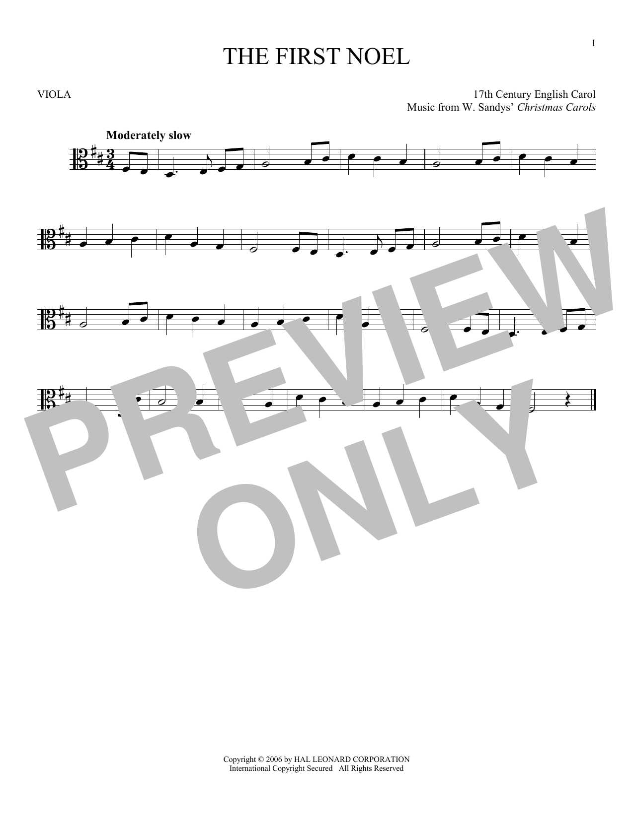 Product gallery: Page 1 of 1 The First Noel, W. Sandys' Christmas Carols