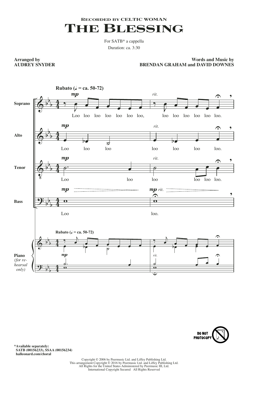 Product picture to: The Blessing (arr. Audrey Snyder)