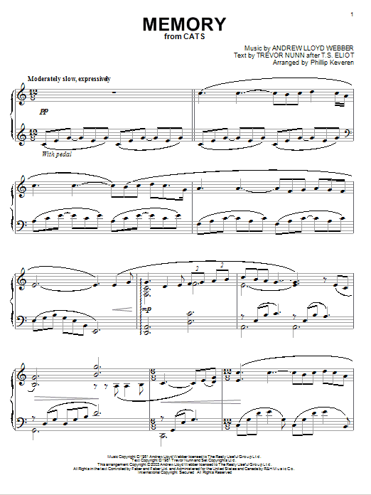 Product gallery: Page 1 of 1 Memory (from Cats) (arr. Phillip Keveren), Andrew Lloyd Webber