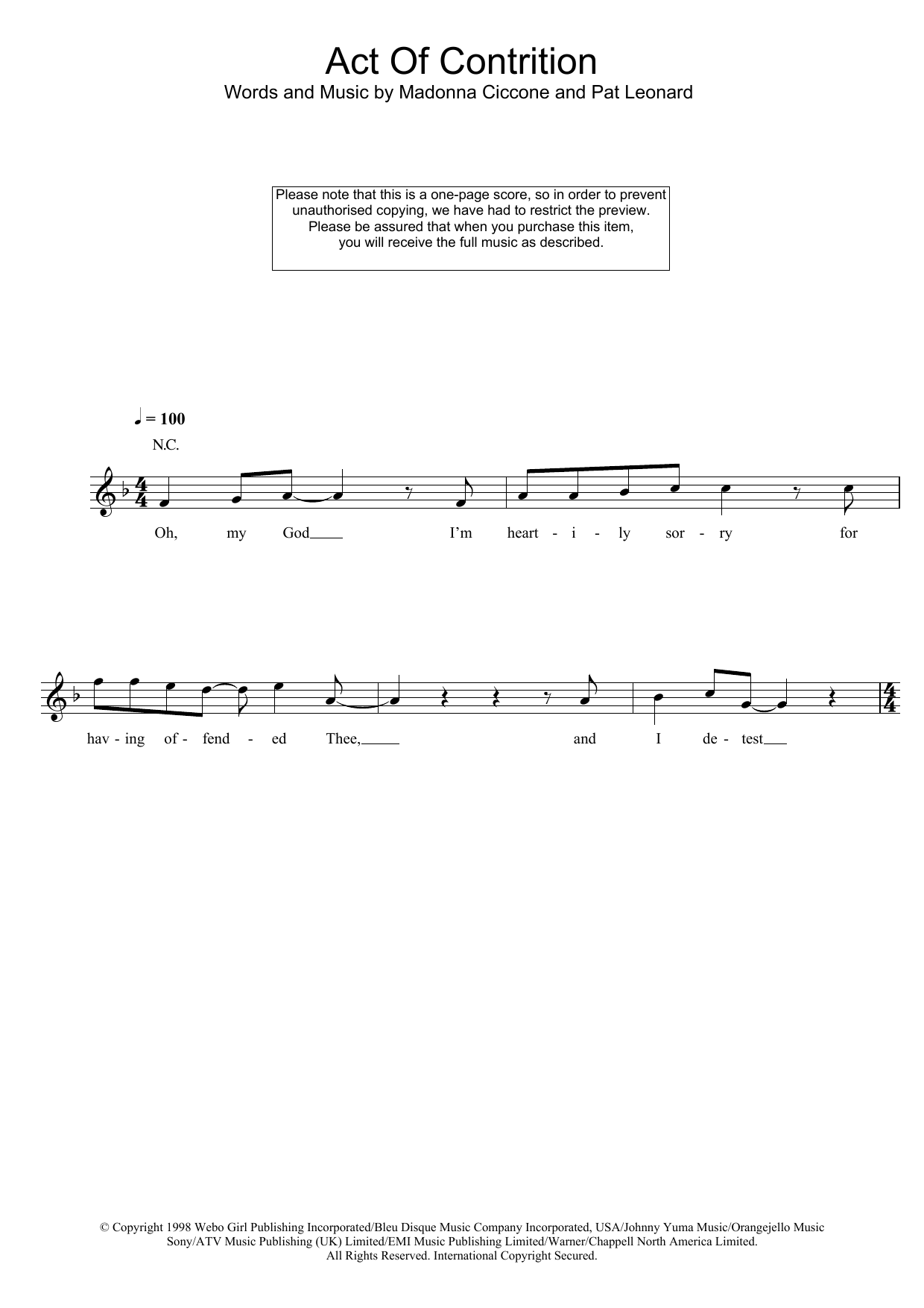 Produktbild zu: Act Of Contrition