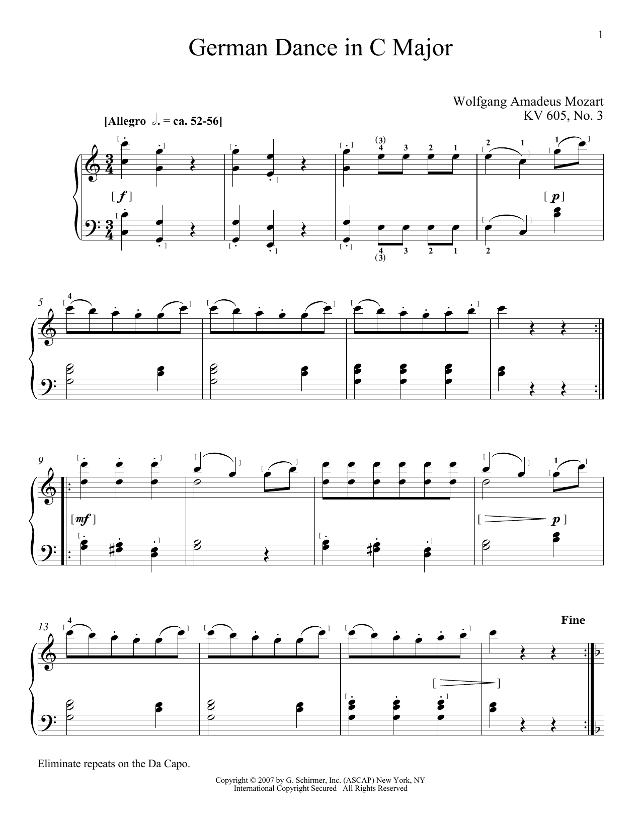 Produktbild zu: German Dance In C Major, K605, No. 3