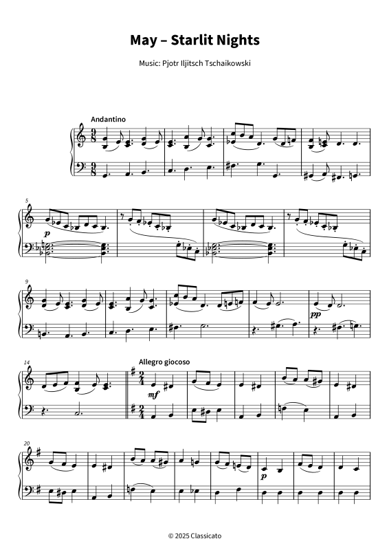 Product gallery: Page 1 of 5 May - Starlit Nights - simplified version, , Piano Solo