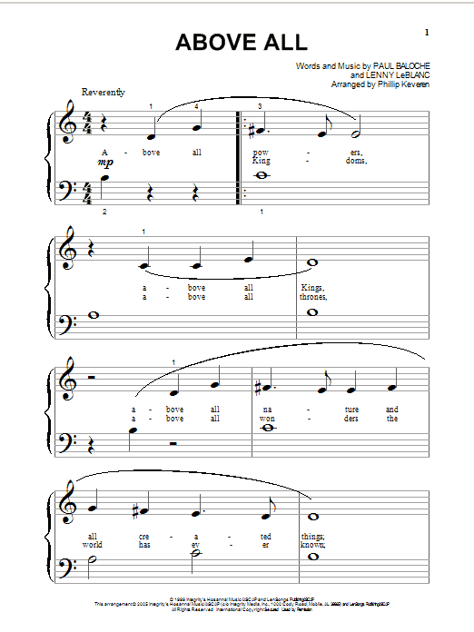 Product gallery: Page 1 of 1 Above All (arr. Phillip Keveren), Paul Baloche