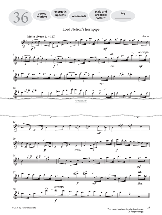 Product gallery: Page 1 of 1 Study No.36 'Lord Nelson's Hornpipe' (from 'More Graded Studies For Saxophone Book One'), Anon