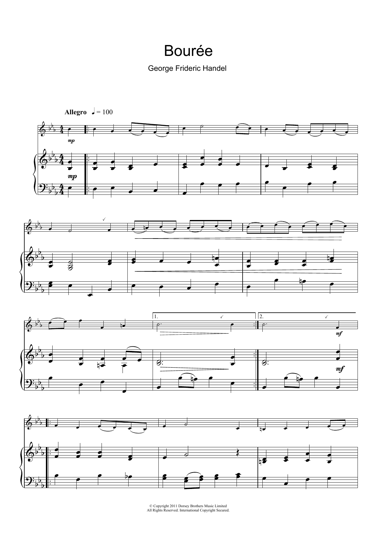 Product gallery: Page 1 of 1 Bouree In G Major, George Frideric Handel