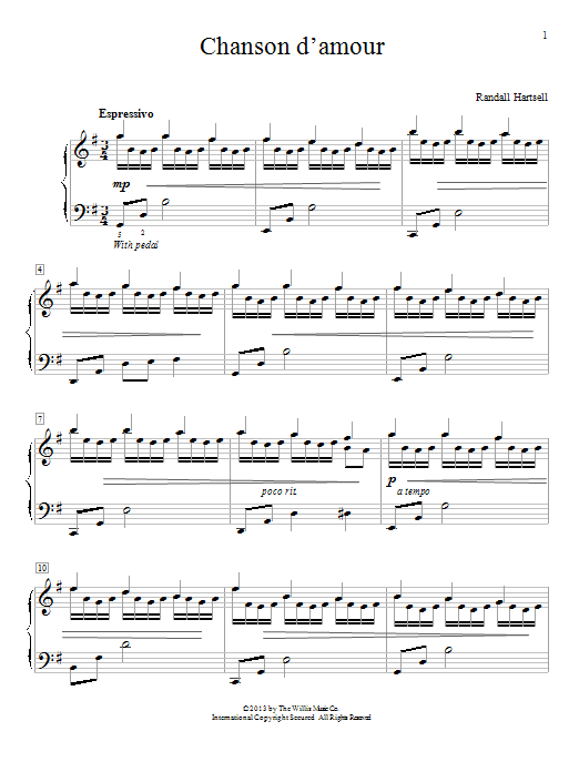 Product gallery: Page 1 of 1 Chanson D'Amour, Randall Hartsell