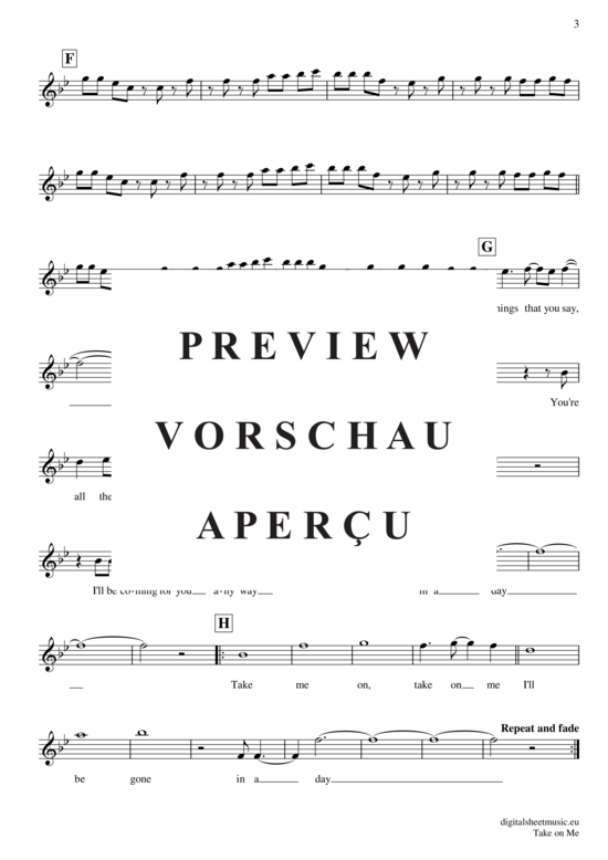 Product gallery: Page 4 of 4 Take on me , A-ha, (transverse flute)