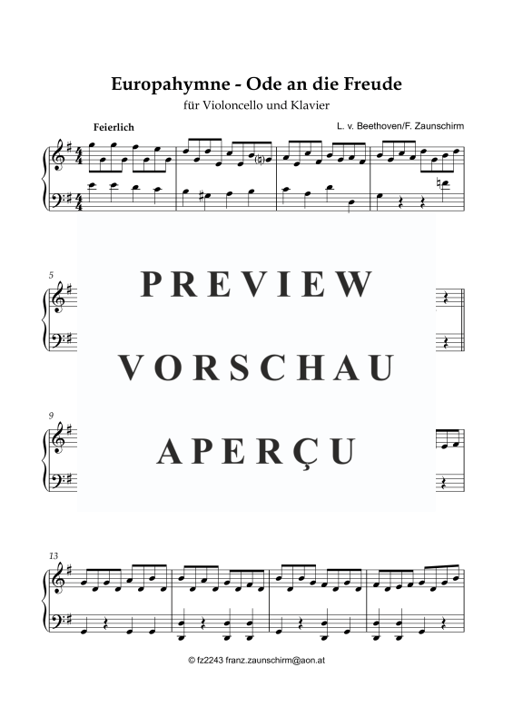 Produktgalerie: Seite 6 von 8 Europahymne - Ode an die Freude, , Viola und Klavier