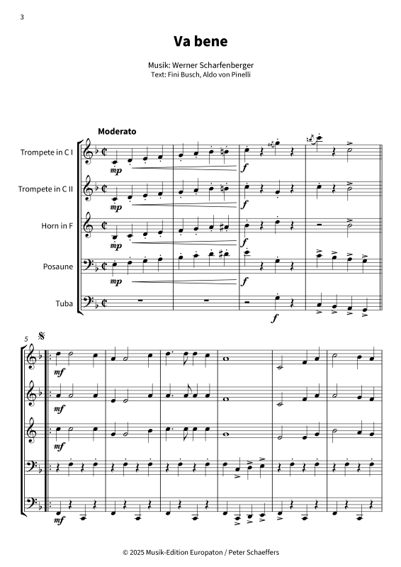 Produktgalerie: Seite 1 von 11 Va bene, Peter Kraus, (Blechbläserquintett)