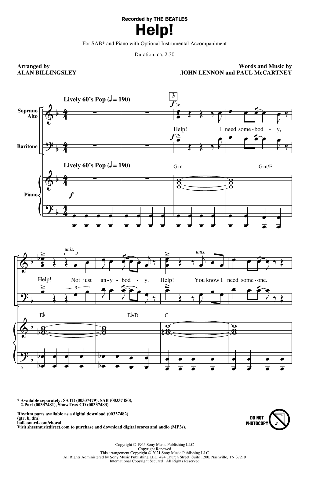 Produktgalerie: Seite 1 von 1 Help! (arr. Alan Billingsley), The Beatles, Chor