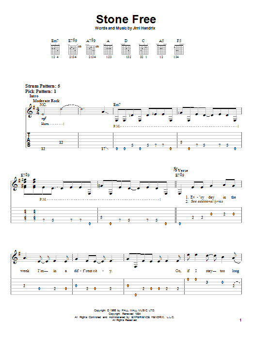 Product gallery: Page 1 of 1 Stone Free, Jimi Hendrix