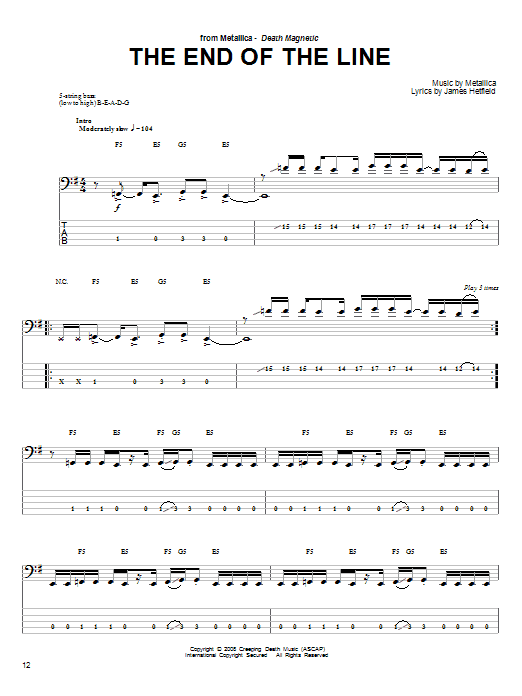 Produktgalerie: Seite 1 von 1 The End Of The Line, Metallica, E-Bass