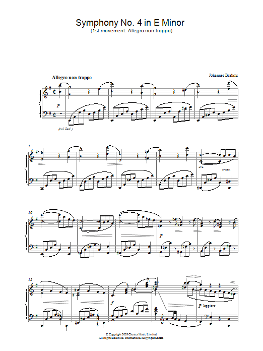 Product gallery: Page 1 of 1 Symphony No. 4 in E Minor (1st movement: Allegro non troppo), Johannes Brahms