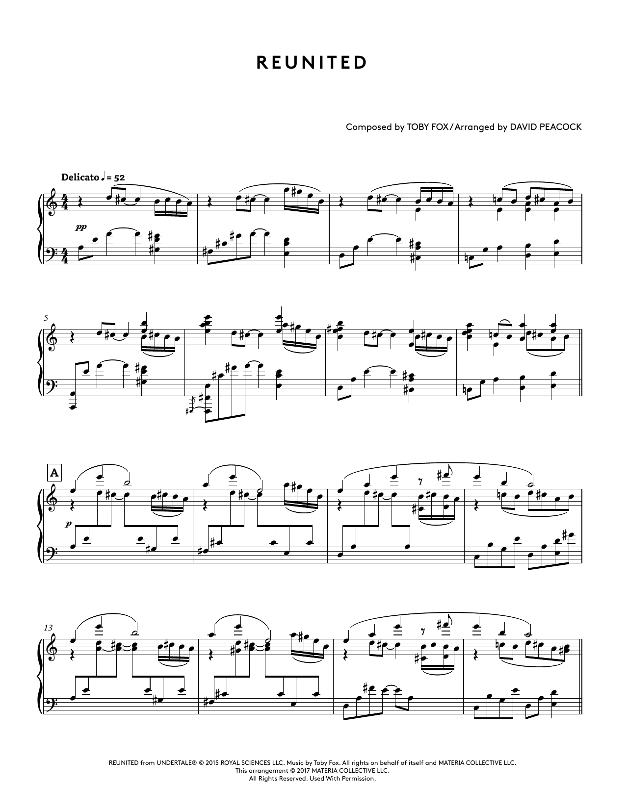 Produktbild zu: Reunited (from Undertale Piano Collections) (arr. David Peacock)