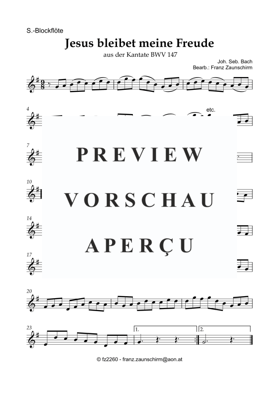 Produktgalerie: Seite 5 von 8 Jesus bleibet meine Freude, , Sopran Blockflöte und Orgel