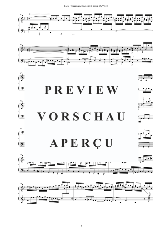 Product gallery: Page 5 of 11 Toccata and Fugue in D minor (Dorian) BWV 538, , Harpsichord/Solo Piano