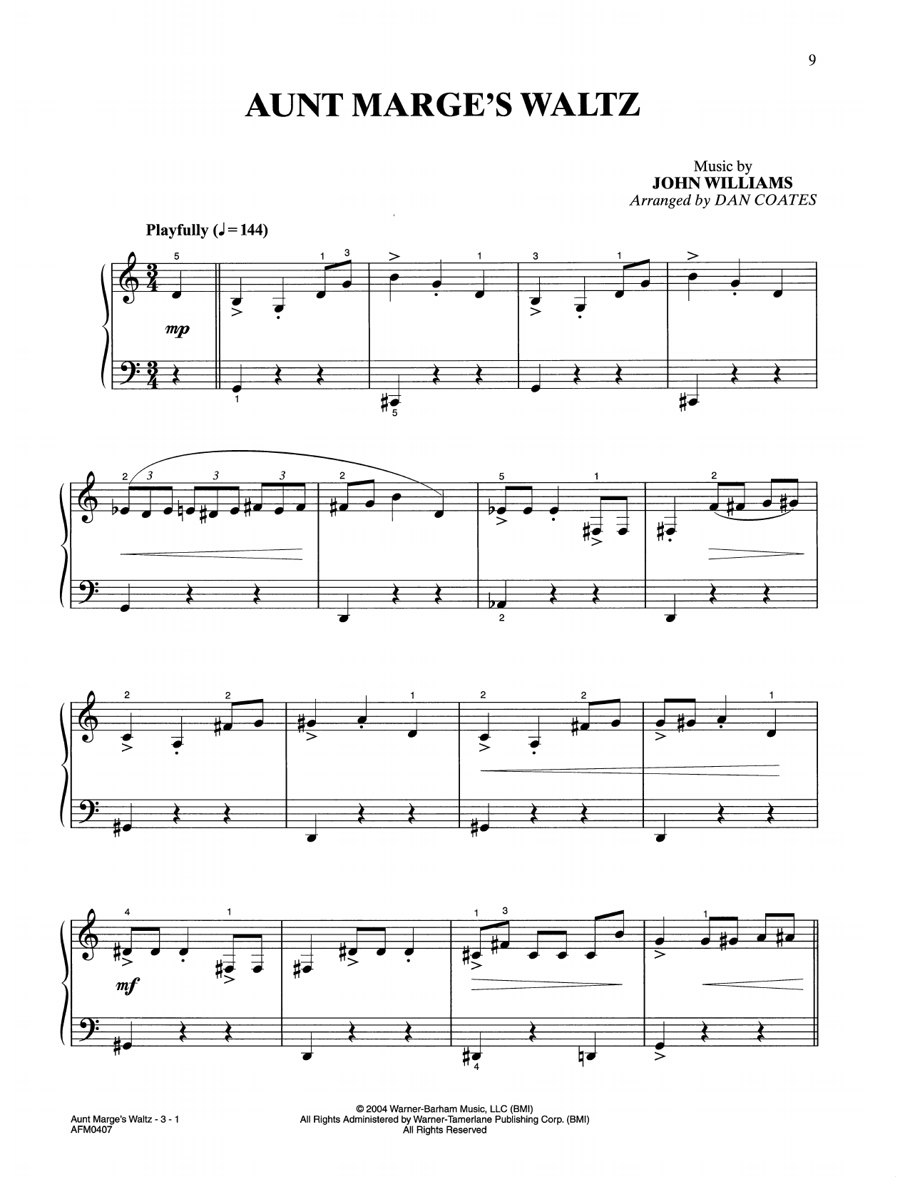 Produktbild zu: Aunt Marge's Waltz (from Harry Potter) (arr. Dan Coates)