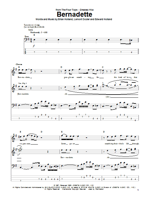 Produktgalerie: Seite 1 von 1 Bernadette, The Four Tops, E-Bass