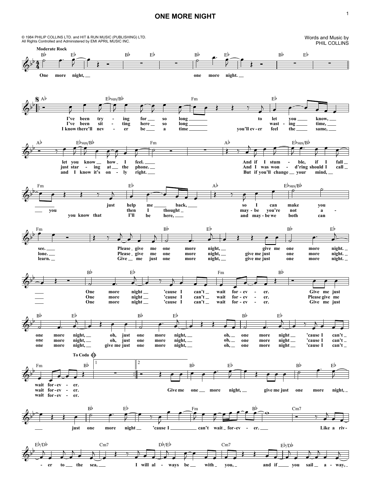 Produktgalerie: Seite 1 von 1 One More Night, Phil Collins