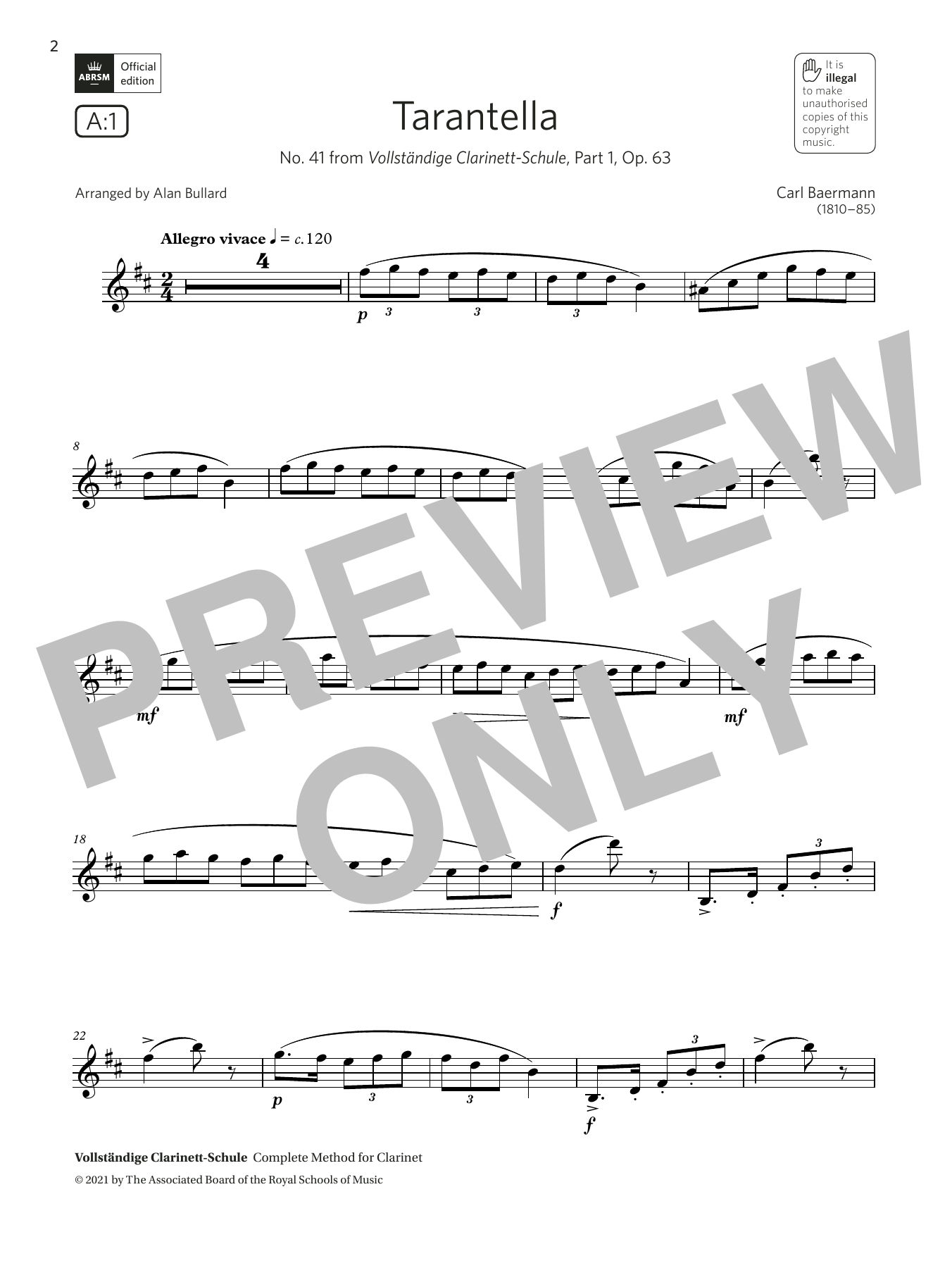 Product gallery: Page 1 of 1 Tarantella (from Vollständige Clarinett-Schule)(Grade 5 A1, the ABRSM Saxophone syllabus from 2022), Carl Baermann