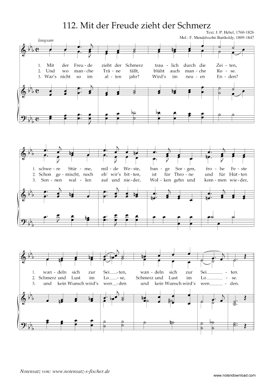 Product picture to: Mit der Freude zieht der Schmerz F. Mendelssohn Bartholdy, 1809-1847