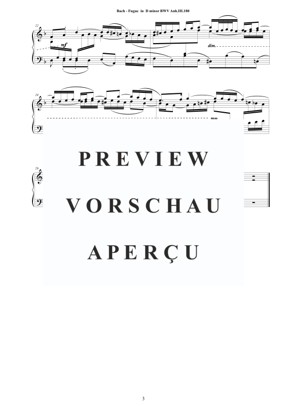 Produktgalerie: Seite 4 von 4 Fuge in D-Moll BWV Anh. III. 180 - Piano Version, , Klavier Solo