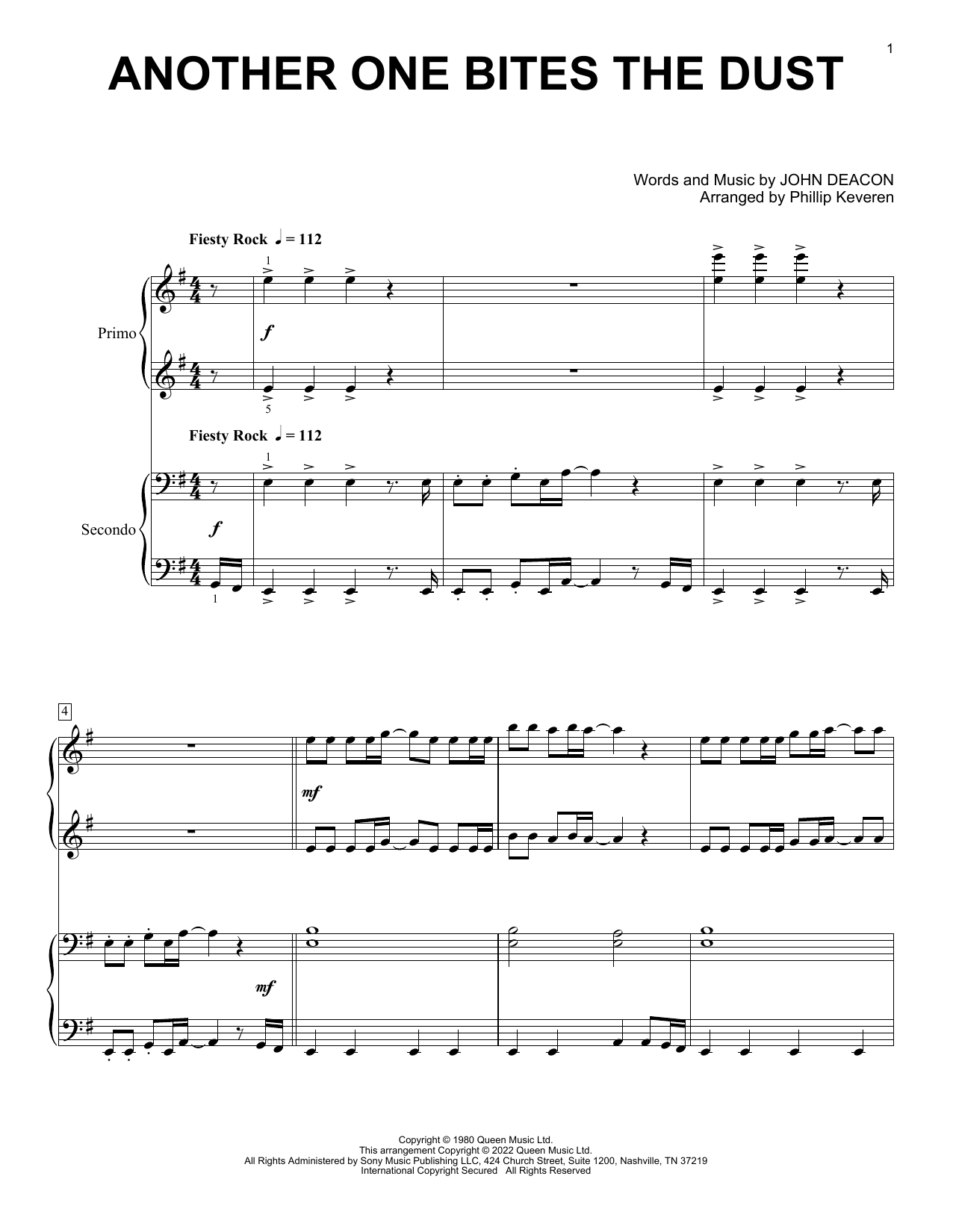 Product gallery: Page 1 of 1 Another One Bites The Dust (arr. Phillip Keveren), Queen