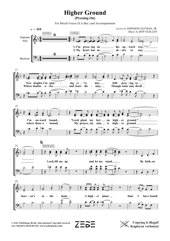 Produktgalerie: Seite 1 von 11 Higher Ground (Pressing On), , Gemischter Chor SAB und Klavier