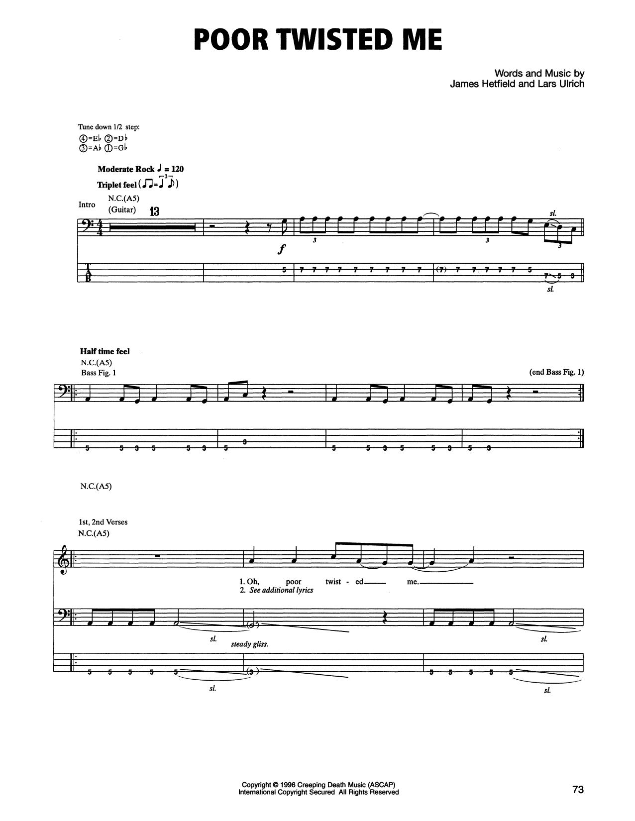 Produktgalerie: Seite 1 von 1 Poor Twisted Me, Metallica, E-Bass