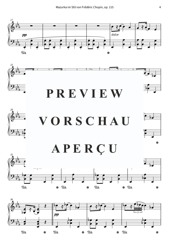 Produktgalerie: Seite 6 von 7 Mazurka im Chopin-Stil über "Ach du lieber Augustin", , Klavier Solo