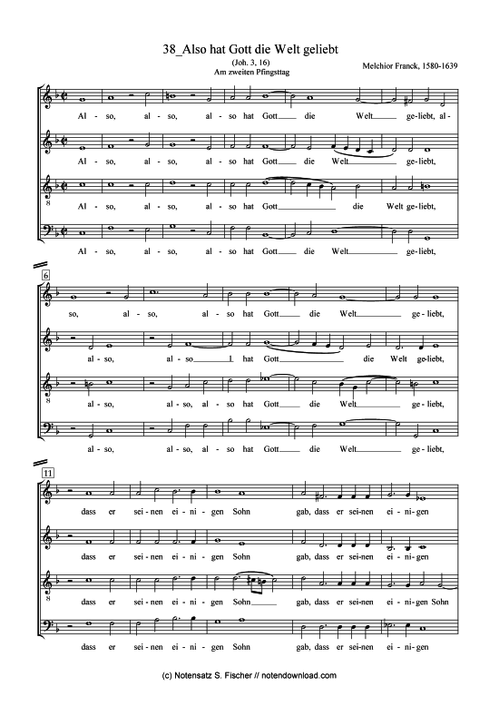 Product picture to: Also hat Gott die Welt geliebt Melchior Franck (1580-1639)