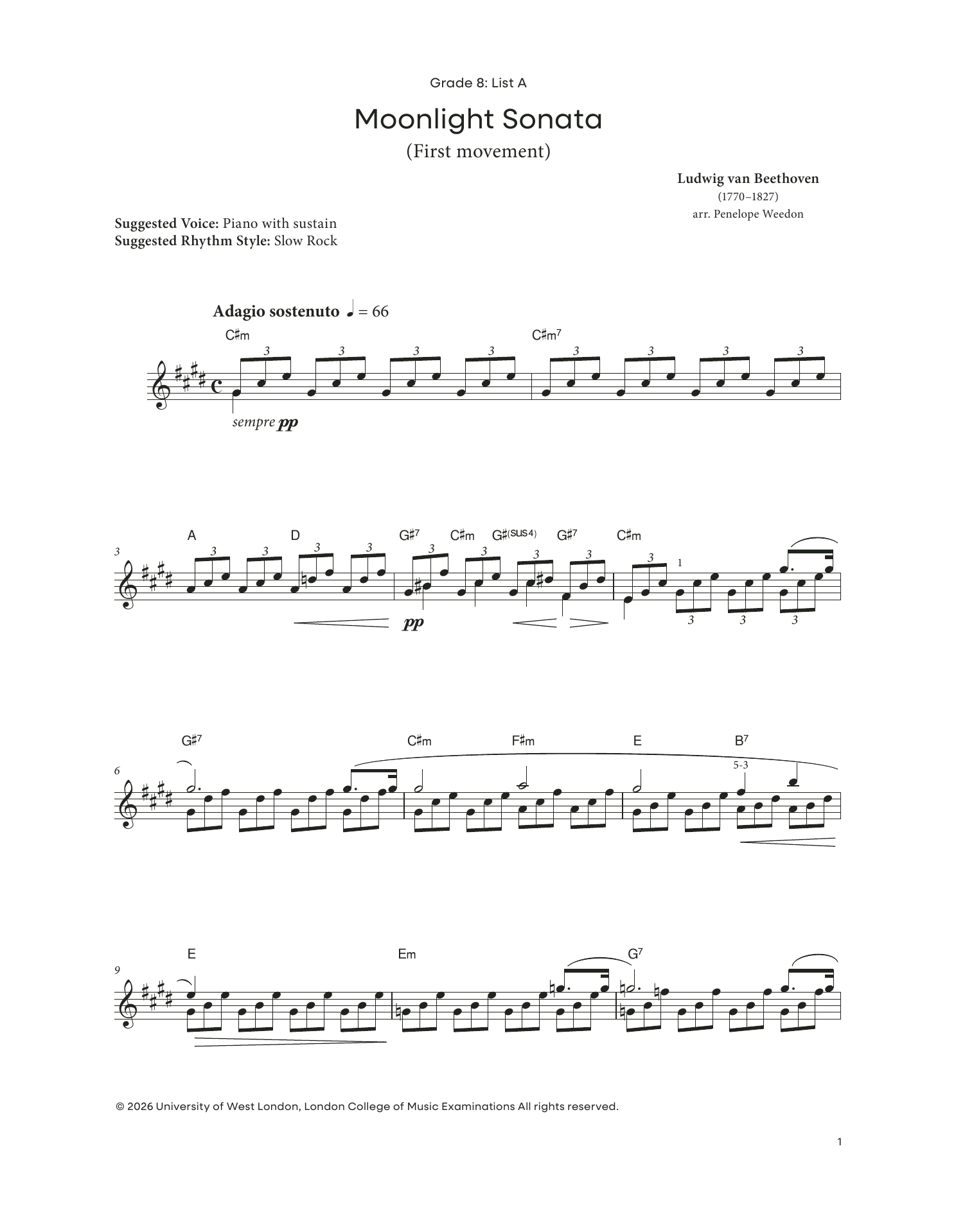 Produktgalerie: Seite 1 von 1 Moonlight Sonata (from LCME Electronic Keyboard Grade 8 List A), Ludwig Van Beethoven, Klavier