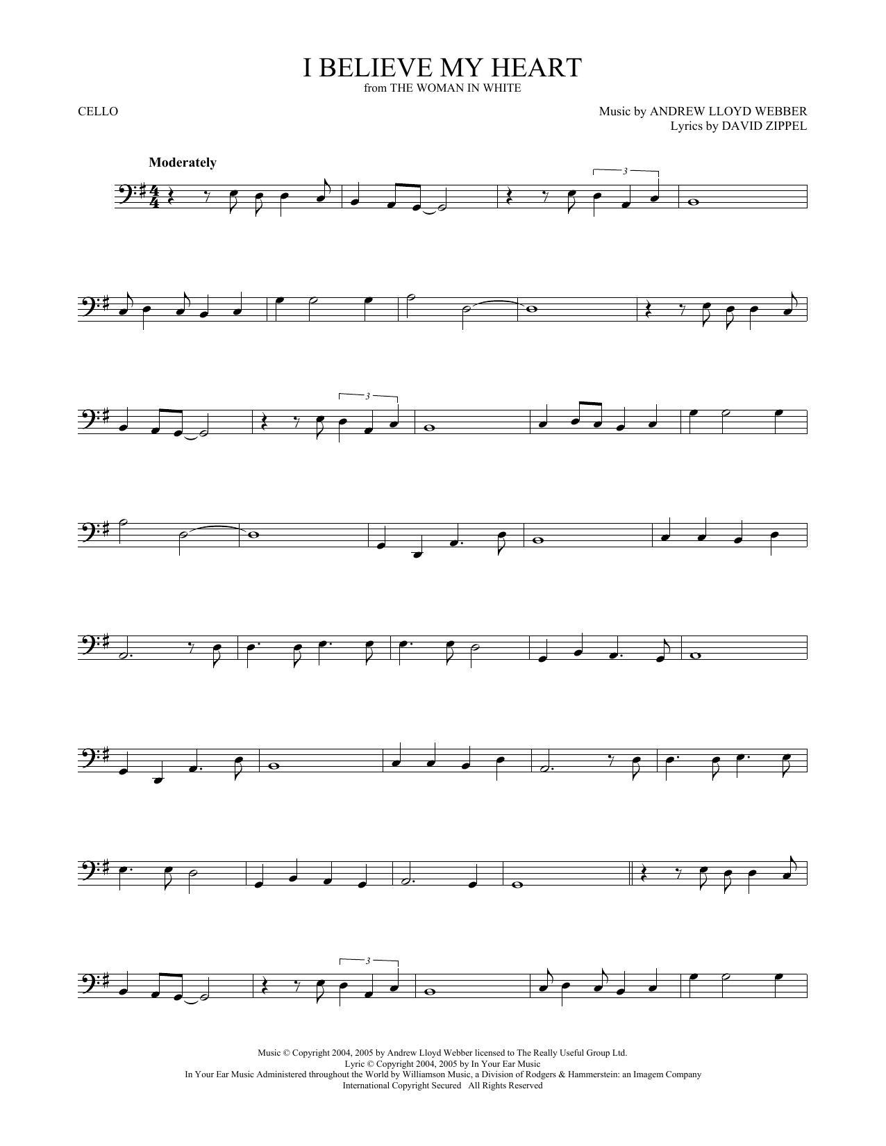 Produktgalerie: Seite 1 von 1 I Believe My Heart (from The Woman In White), Andrew Lloyd Webber, Violoncello