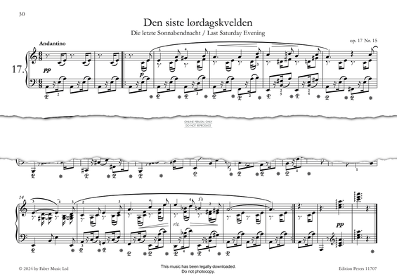 Produktgalerie: Seite 1 von 1 Den siste lørdagskvelden (Last Saturday Evening) Op. 17, Nr. 15, Edvard Grieg, Klavier
