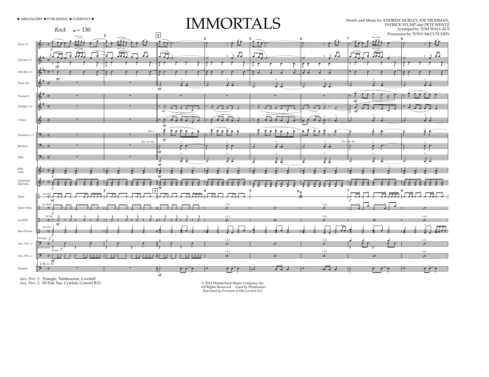 Produktbild zu: Immortals (from Big Hero 6) (arr. Tom Wallace) - Full Score