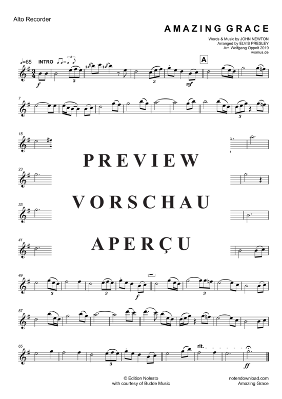 gallery: Amazing Grace , Presley, Elvis, (Blockflöten-Quartett SATB)