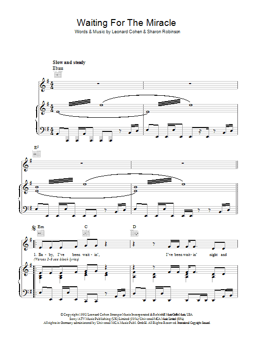 Produktgalerie: Seite 1 von 1 Waiting For The Miracle, Leonard Cohen, Gesang, Gitarre, Klavier