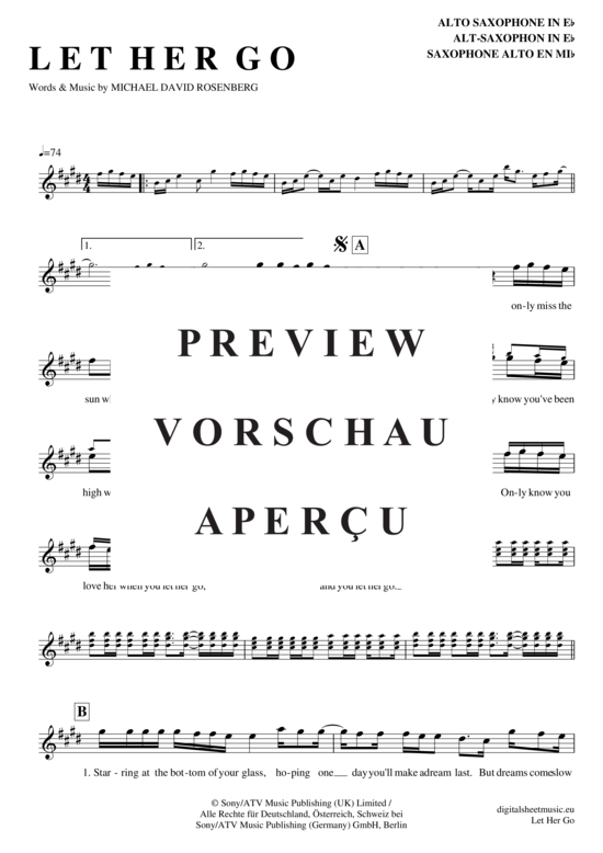 Product gallery: Page 2 of 4 Let her go , Passenger, Alto Saxophone