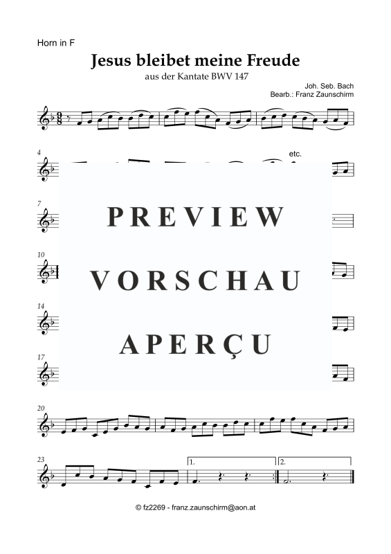 Produktgalerie: Seite 5 von 8 Jesus bleibet meine Freude, , Horn in F und Orgel