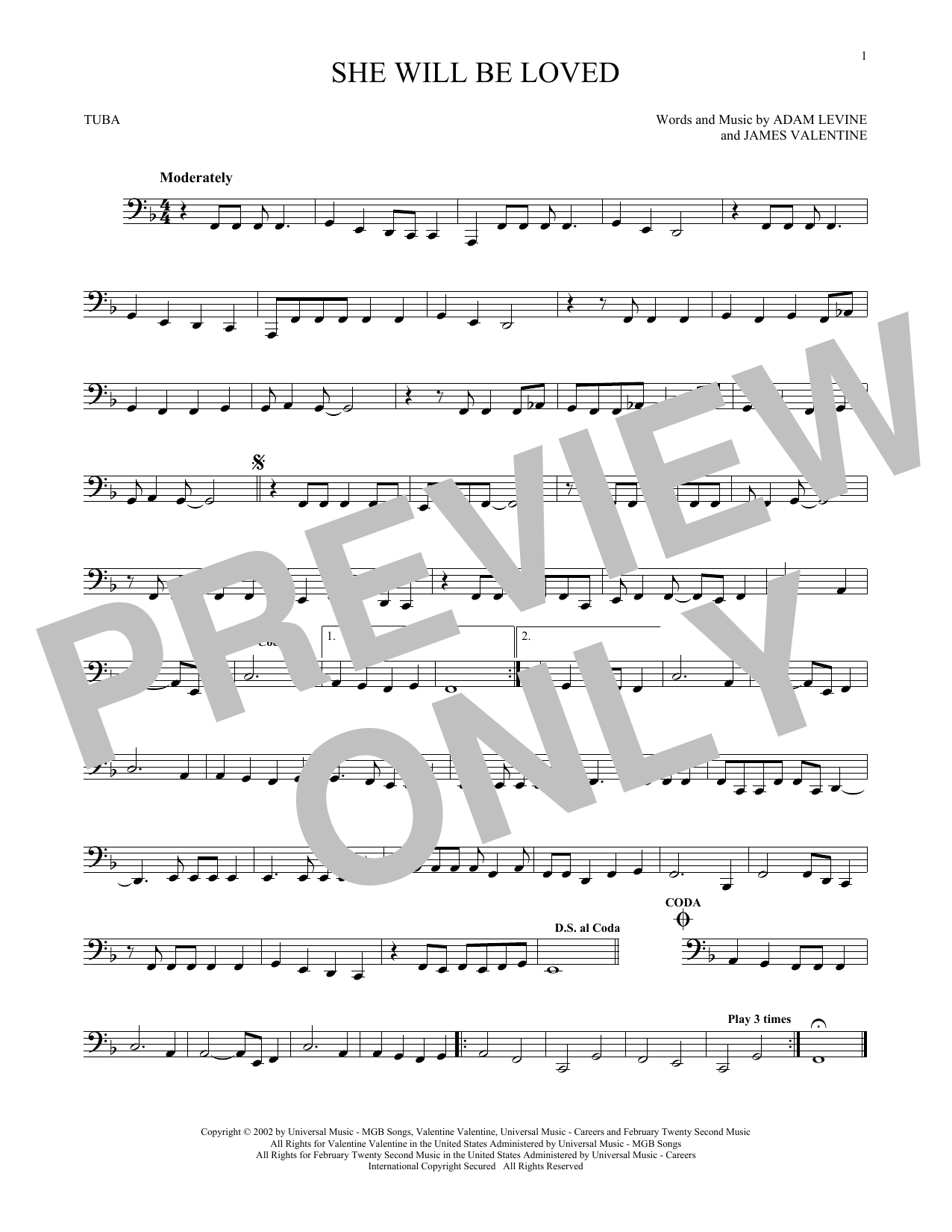 Product gallery: Page 1 of 1 She Will Be Loved, Maroon 5