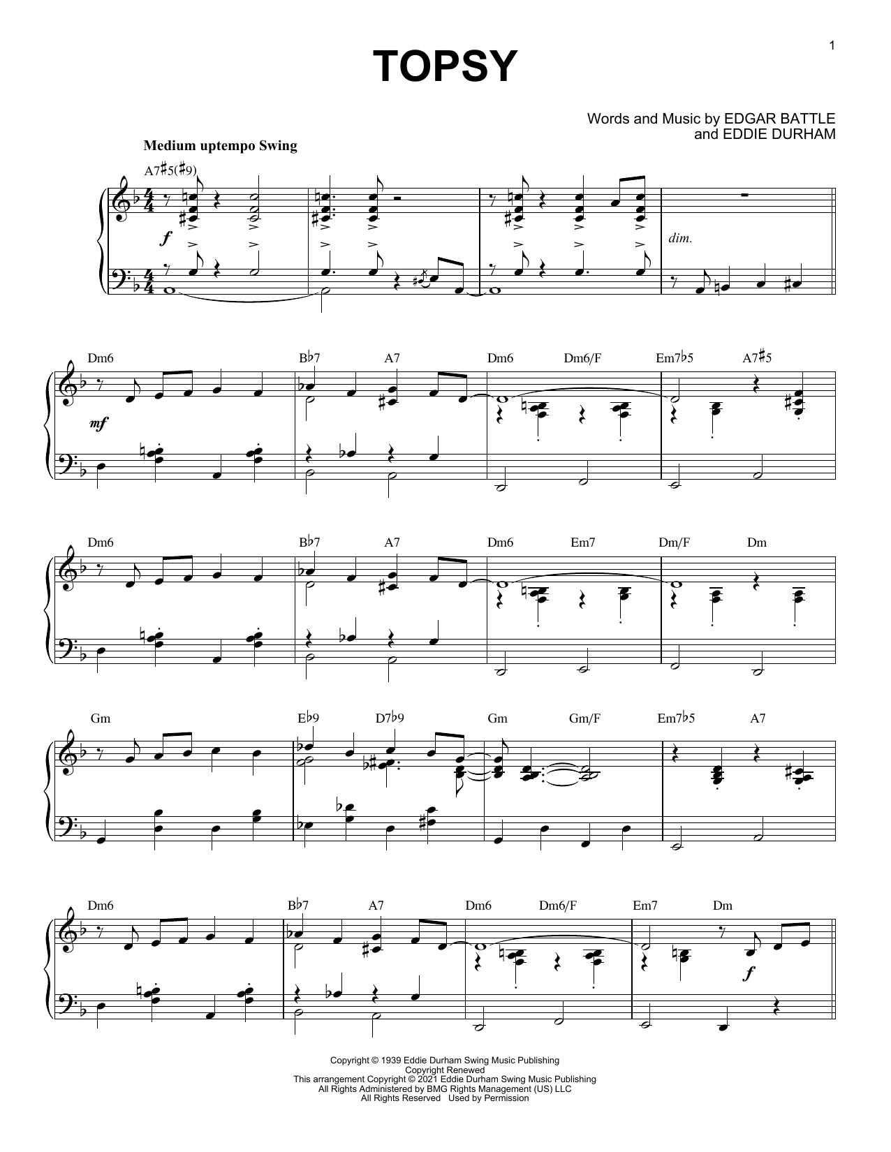 Product picture to: Topsy [Jazz version] (arr. Brent Edstrom)
