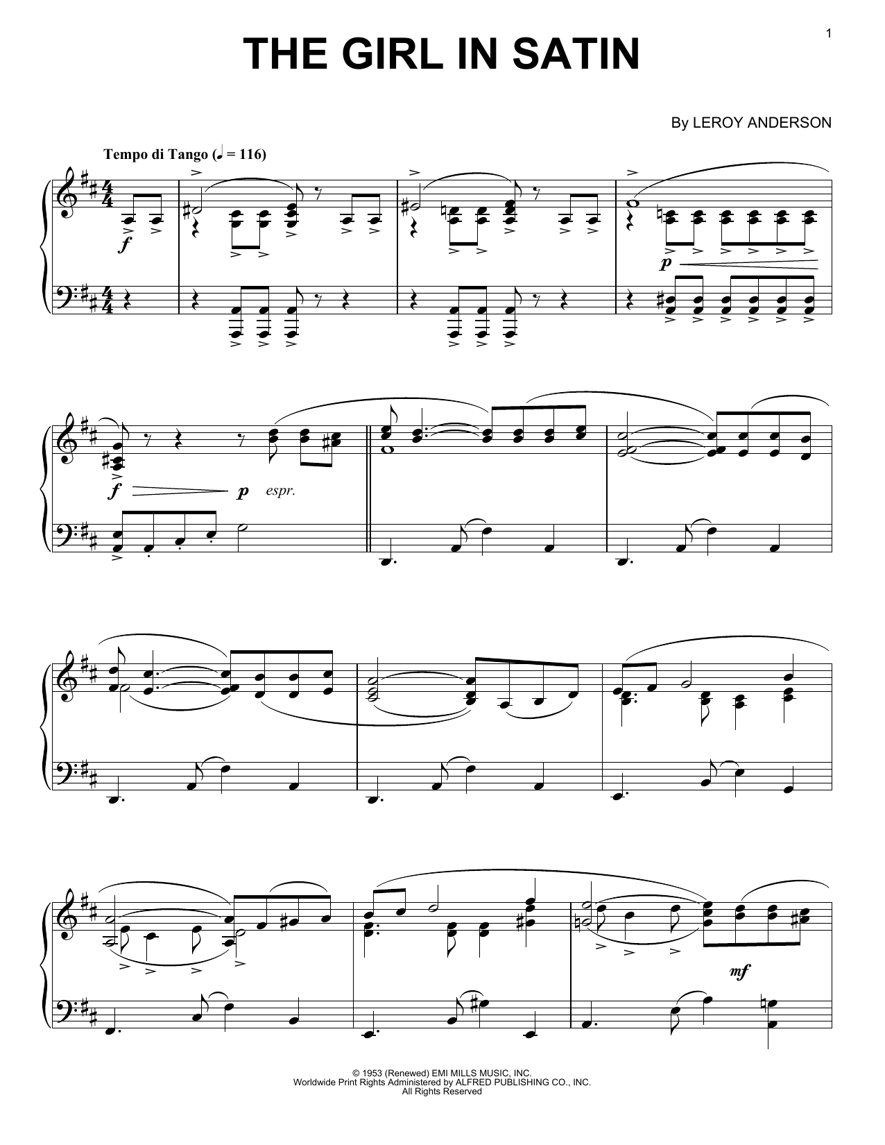 Produktgalerie: Seite 1 von 1 The Girl In Satin, Leroy Anderson, Klavier