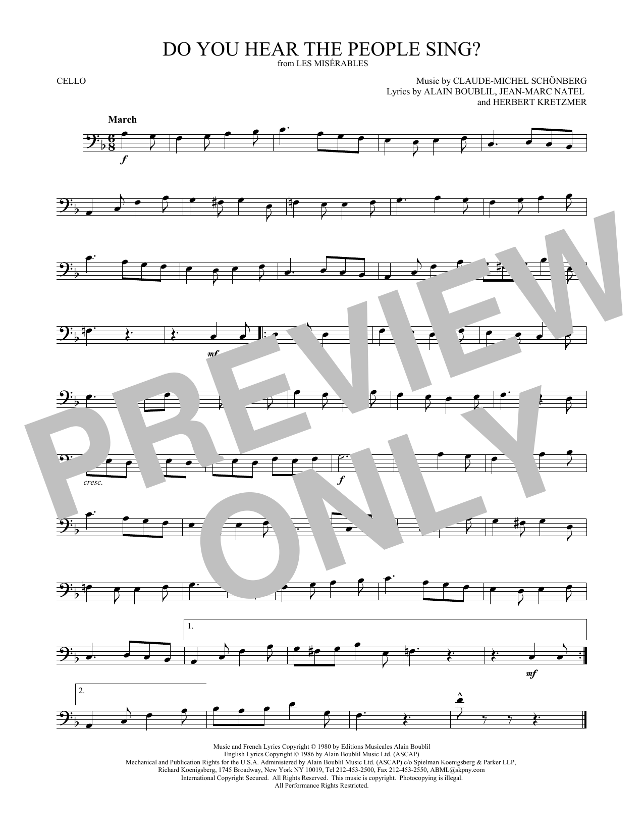 Produktgalerie: Seite 1 von 1 Do You Hear The People Sing?, Claude-Michel Schönberg, Violoncello