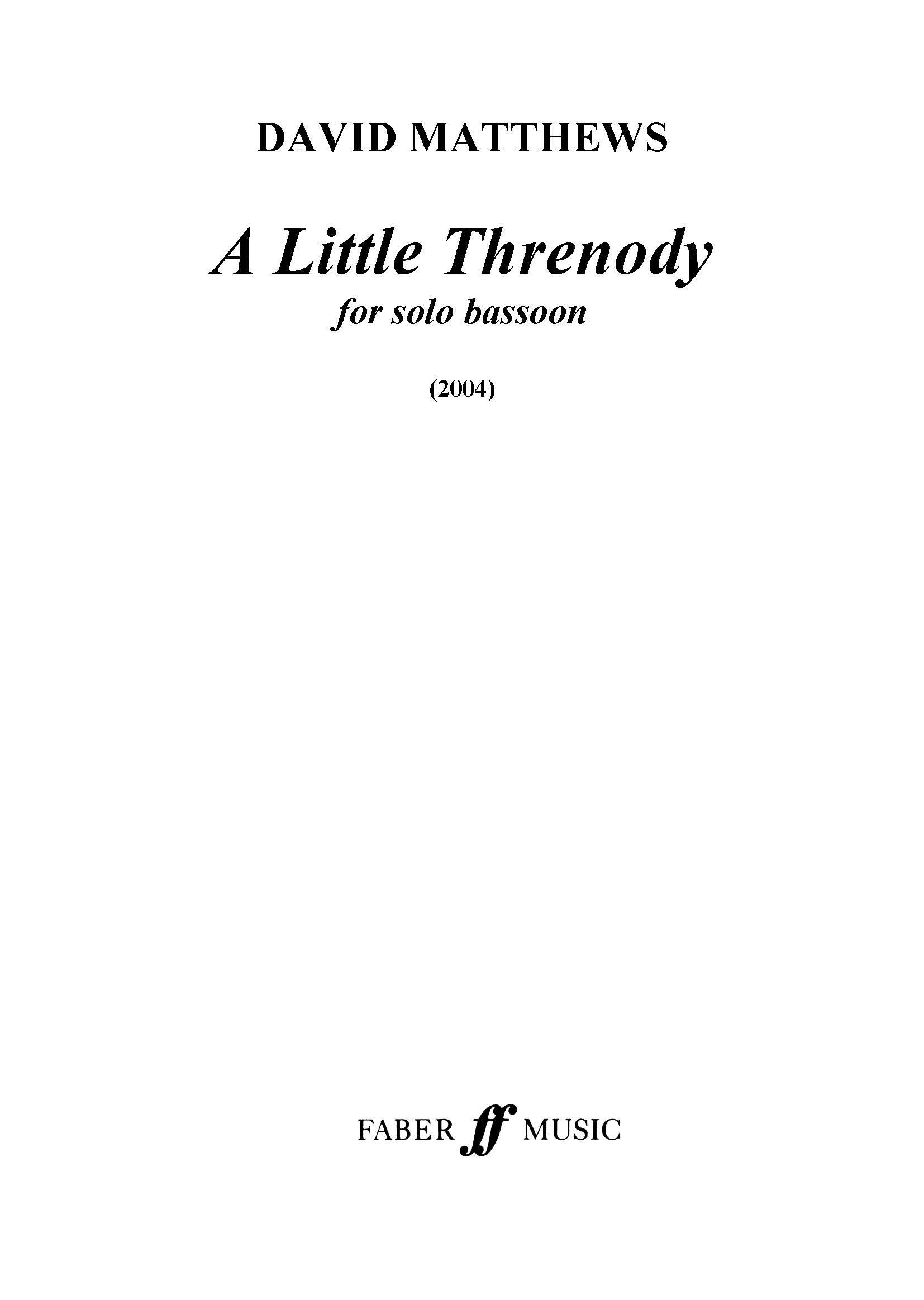 Produktbild zu: A Little Threnody